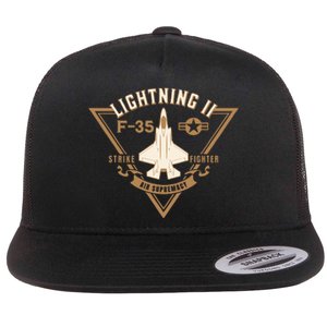 F35 Lightning Ii Jet Fighter Military Aircraft Design Flat Bill Trucker Hat