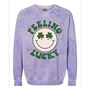 Feeling Lucky Irish Clover Happy Face Colorblast Crewneck Sweatshirt