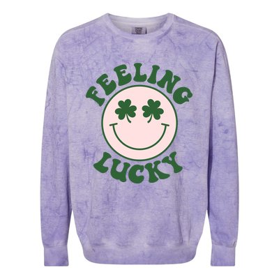 Feeling Lucky Irish Clover Happy Face Colorblast Crewneck Sweatshirt