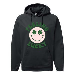 Feeling Lucky Irish Clover Happy Face Performance Fleece Hoodie