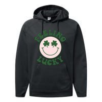 Feeling Lucky Irish Clover Happy Face Performance Fleece Hoodie