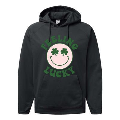 Feeling Lucky Irish Clover Happy Face Performance Fleece Hoodie