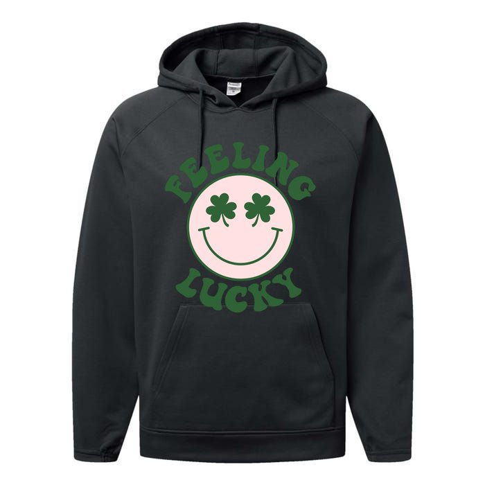 Feeling Lucky Irish Clover Happy Face Performance Fleece Hoodie