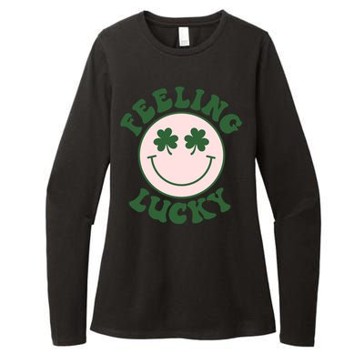 Feeling Lucky Irish Clover Happy Face Womens CVC Long Sleeve Shirt