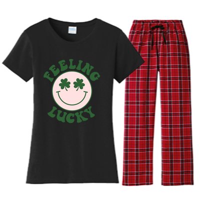 Feeling Lucky Irish Clover Happy Face Women's Flannel Pajama Set