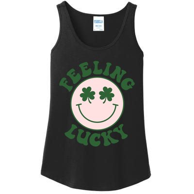 Feeling Lucky Irish Clover Happy Face Ladies Essential Tank