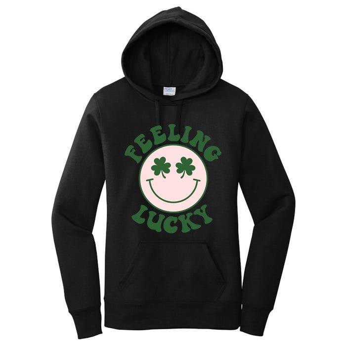 Feeling Lucky Irish Clover Happy Face Women's Pullover Hoodie