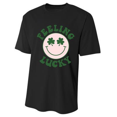 Feeling Lucky Irish Clover Happy Face Performance Sprint T-Shirt