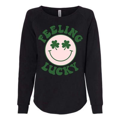 Feeling Lucky Irish Clover Happy Face Womens California Wash Sweatshirt