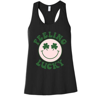 Feeling Lucky Irish Clover Happy Face Women's Racerback Tank