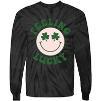 Feeling Lucky Irish Clover Happy Face Tie-Dye Long Sleeve Shirt