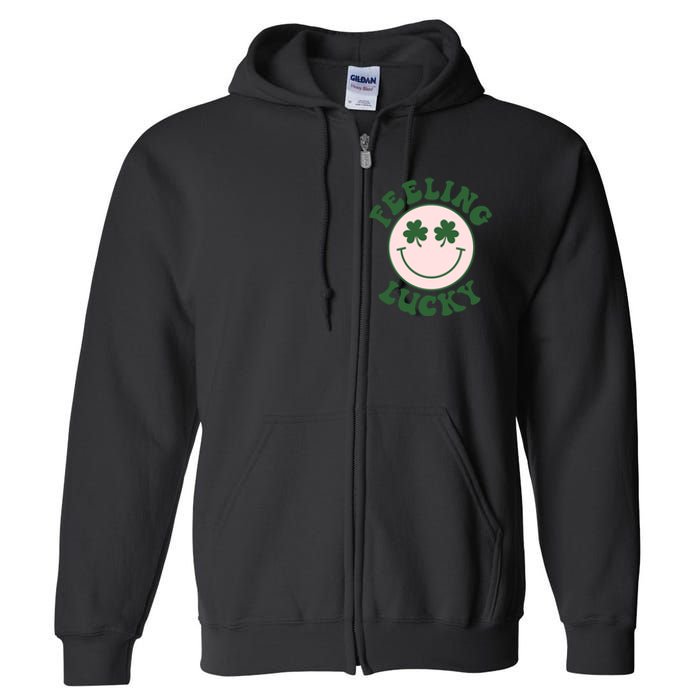 Feeling Lucky Irish Clover Happy Face Full Zip Hoodie