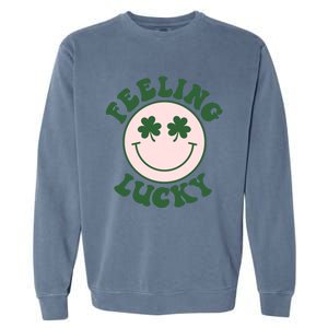 Feeling Lucky Irish Clover Happy Face Garment-Dyed Sweatshirt