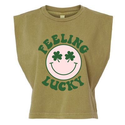 Feeling Lucky Irish Clover Happy Face Garment-Dyed Women's Muscle Tee