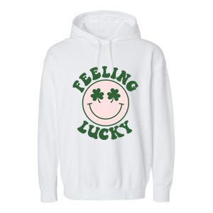 Feeling Lucky Irish Clover Happy Face Garment-Dyed Fleece Hoodie