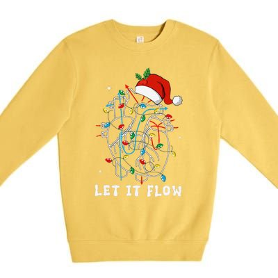 Funny Let It Flow Anatomy Heart Cardiac Nurse Santa Hat Xmas Premium Crewneck Sweatshirt