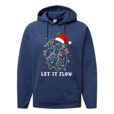 Funny Let It Flow Anatomy Heart Cardiac Nurse Santa Hat Xmas Performance Fleece Hoodie