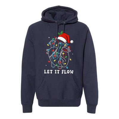 Funny Let It Flow Anatomy Heart Cardiac Nurse Santa Hat Xmas Premium Hoodie