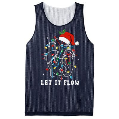 Funny Let It Flow Anatomy Heart Cardiac Nurse Santa Hat Xmas Mesh Reversible Basketball Jersey Tank