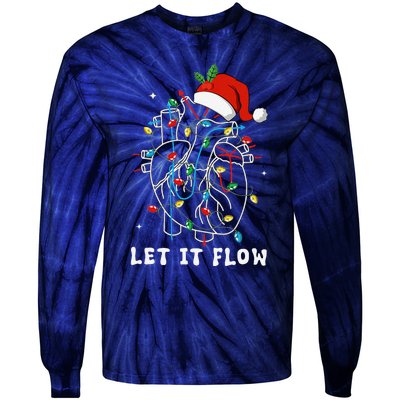 Funny Let It Flow Anatomy Heart Cardiac Nurse Santa Hat Xmas Tie-Dye Long Sleeve Shirt