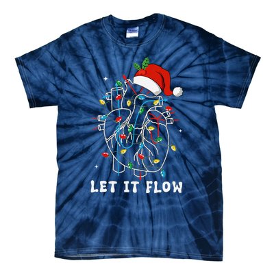 Funny Let It Flow Anatomy Heart Cardiac Nurse Santa Hat Xmas Tie-Dye T-Shirt