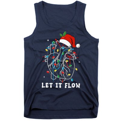 Funny Let It Flow Anatomy Heart Cardiac Nurse Santa Hat Xmas Tank Top