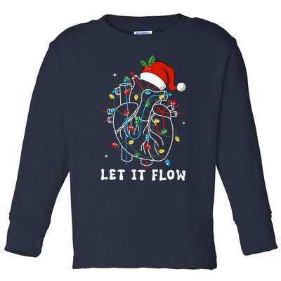 Funny Let It Flow Anatomy Heart Cardiac Nurse Santa Hat Xmas Toddler Long Sleeve Shirt