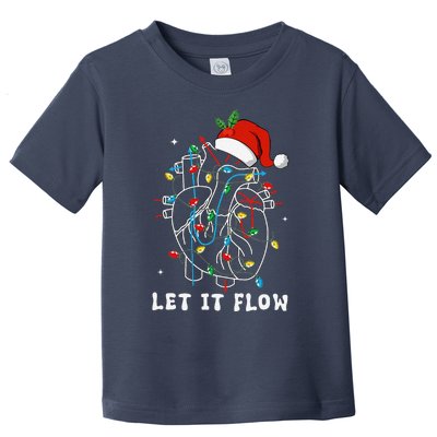 Funny Let It Flow Anatomy Heart Cardiac Nurse Santa Hat Xmas Toddler T-Shirt