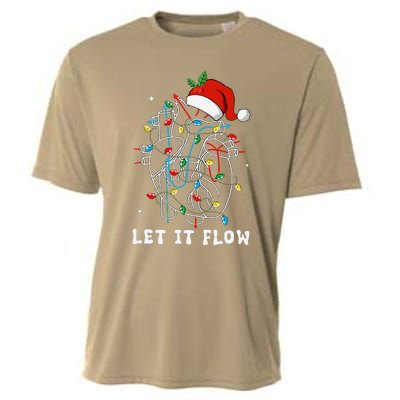 Funny Let It Flow Anatomy Heart Cardiac Nurse Santa Hat Xmas Cooling Performance Crew T-Shirt