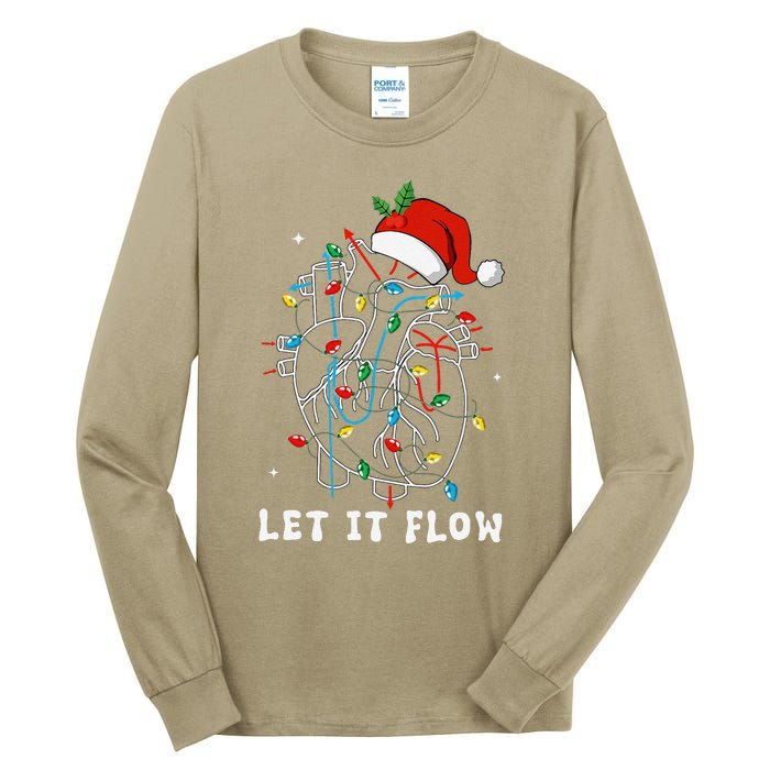 Funny Let It Flow Anatomy Heart Cardiac Nurse Santa Hat Xmas Tall Long Sleeve T-Shirt