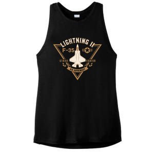 F35 Lightning II Jet Fighter Military Aircraft Design Ladies PosiCharge Tri-Blend Wicking Tank