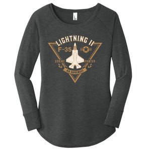 F35 Lightning II Jet Fighter Military Aircraft Design Women's Perfect Tri Tunic Long Sleeve Shirt