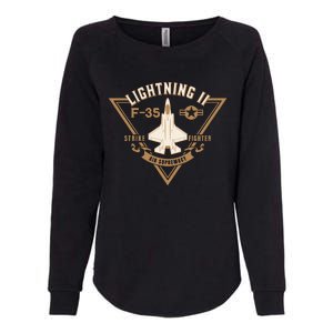 F35 Lightning II Jet Fighter Military Aircraft Design Womens California Wash Sweatshirt