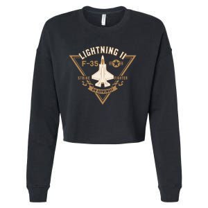 F35 Lightning II Jet Fighter Military Aircraft Design Cropped Pullover Crew