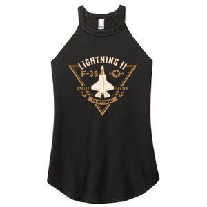 F35 Lightning II Jet Fighter Military Aircraft Design Women's Perfect Tri Rocker Tank