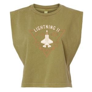 F35 Lightning II Jet Fighter Military Aircraft Design Garment-Dyed Women's Muscle Tee