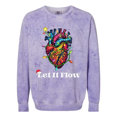 Funny Let It Flow Anatomy Heart Cardiac Nurse Santa Hat Xmas Colorblast Crewneck Sweatshirt