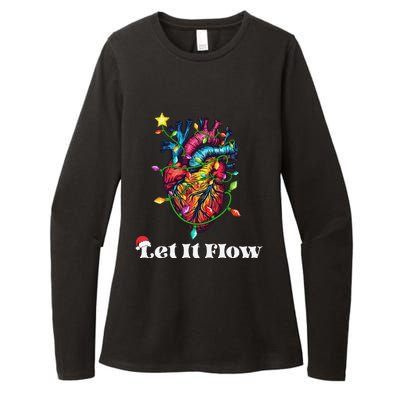 Funny Let It Flow Anatomy Heart Cardiac Nurse Santa Hat Xmas Womens CVC Long Sleeve Shirt