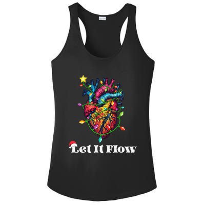 Funny Let It Flow Anatomy Heart Cardiac Nurse Santa Hat Xmas Ladies PosiCharge Competitor Racerback Tank