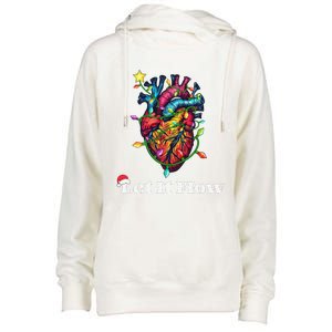 Funny Let It Flow Anatomy Heart Cardiac Nurse Santa Hat Xmas Womens Funnel Neck Pullover Hood