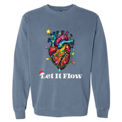 Funny Let It Flow Anatomy Heart Cardiac Nurse Santa Hat Xmas Garment-Dyed Sweatshirt