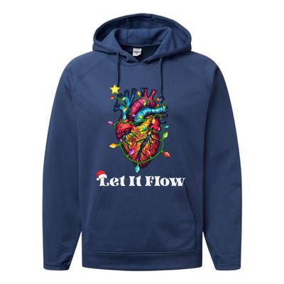 Funny Let It Flow Anatomy Heart Cardiac Nurse Santa Hat Xmas Performance Fleece Hoodie