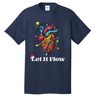 Funny Let It Flow Anatomy Heart Cardiac Nurse Santa Hat Xmas Tall T-Shirt