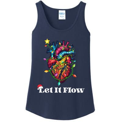 Funny Let It Flow Anatomy Heart Cardiac Nurse Santa Hat Xmas Ladies Essential Tank