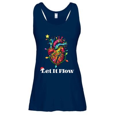 Funny Let It Flow Anatomy Heart Cardiac Nurse Santa Hat Xmas Ladies Essential Flowy Tank