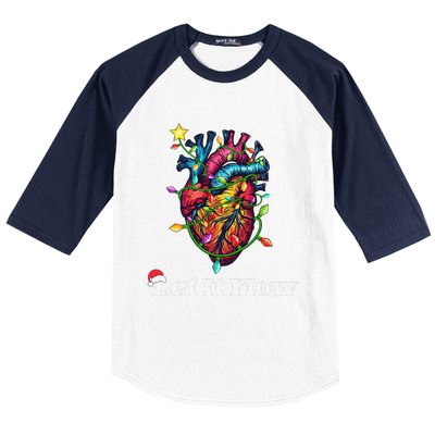 Funny Let It Flow Anatomy Heart Cardiac Nurse Santa Hat Xmas Baseball Sleeve Shirt