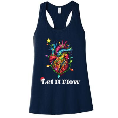 Funny Let It Flow Anatomy Heart Cardiac Nurse Santa Hat Xmas Women's Racerback Tank