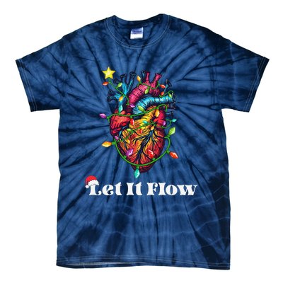 Funny Let It Flow Anatomy Heart Cardiac Nurse Santa Hat Xmas Tie-Dye T-Shirt