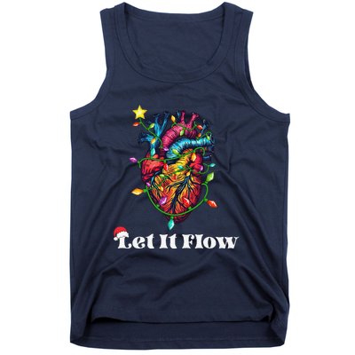 Funny Let It Flow Anatomy Heart Cardiac Nurse Santa Hat Xmas Tank Top