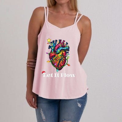 Funny Let It Flow Anatomy Heart Cardiac Nurse Santa Hat Xmas Women's Strappy Tank